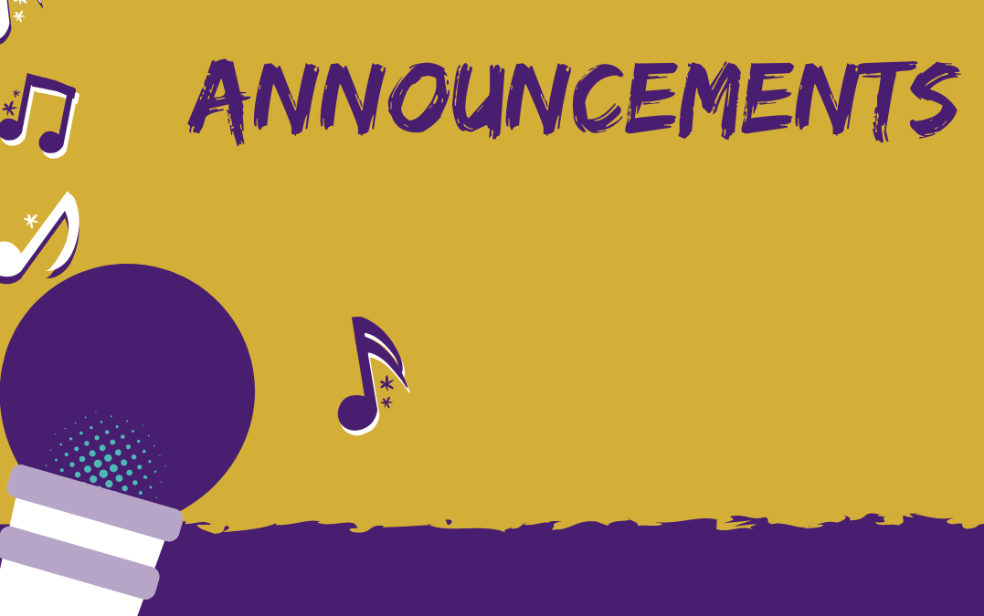 The word announcements and a picture of a microphone